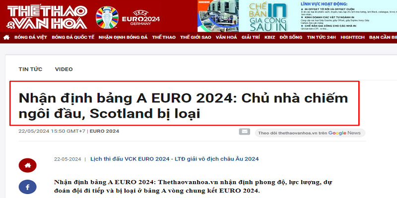 Phân tích của Thể thao & Văn hóa về bảng A Euro 2024